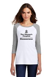 Image of District Women's Triblend 3/4-Sleeve Raglan Tee - Full Front TWH Print