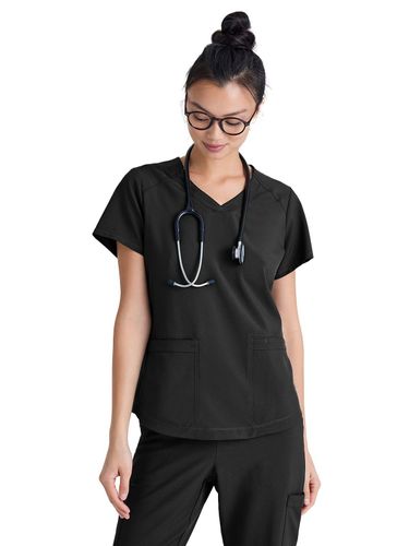 Grey's Anatomy Evolve Women's Two-Pocket Piped V-Neck image thumbnail