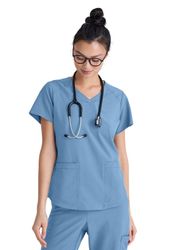 Image of Grey's Anatomy Evolve Women's Two-Pocket Piped V-Neck