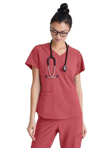 Grey's Anatomy Evolve Women's Two-Pocket Piped V-Neck image thumbnail