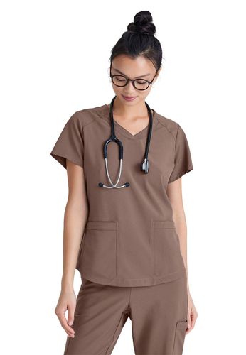 Grey's Anatomy Evolve Women's Two-Pocket Piped V-Neck image thumbnail