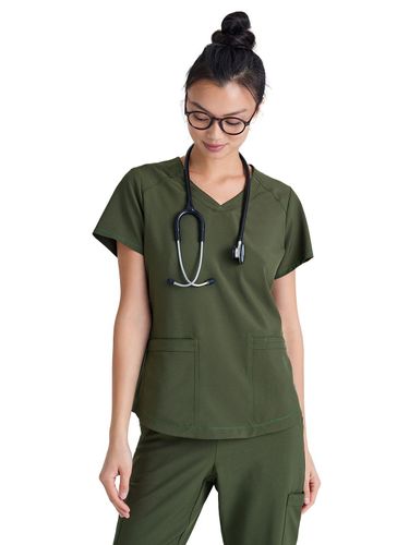 Grey's Anatomy Evolve Women's Two-Pocket Piped V-Neck image thumbnail