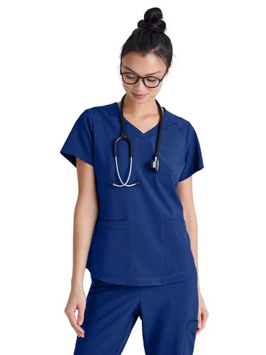 Grey's Anatomy Evolve Women's Two-Pocket Piped V-Neck image thumbnail