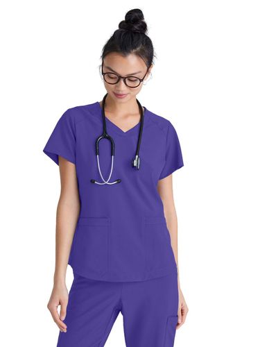 Grey's Anatomy Evolve Women's Two-Pocket Piped V-Neck image thumbnail