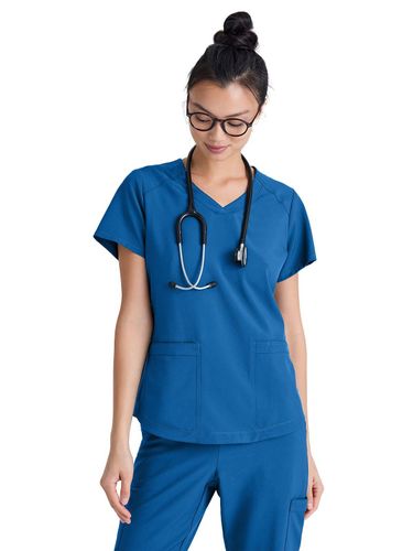 Grey's Anatomy Evolve Women's Two-Pocket Piped V-Neck image thumbnail