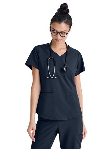 Grey's Anatomy Evolve Women's Two-Pocket Piped V-Neck image thumbnail