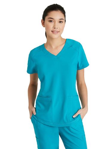 Grey's Anatomy Evolve Women's Two-Pocket Piped V-Neck image thumbnail