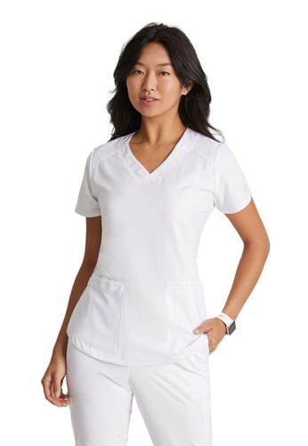 Grey's Anatomy Evolve Women's Two-Pocket Piped V-Neck image thumbnail