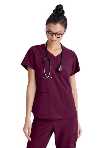 Grey's Anatomy Evolve Women's Two-Pocket Piped V-Neck image thumbnail