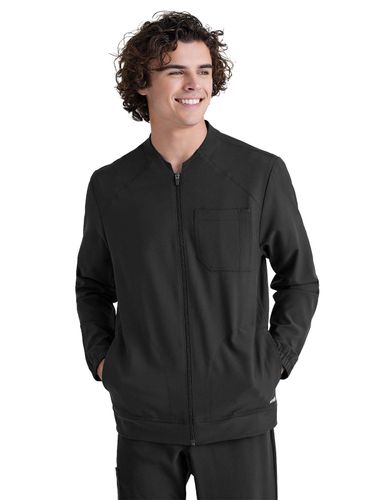 Grey's Anatomy Evolve Men's Three-Pocket Banded Collar Cycle Scrub Jacket image thumbnail