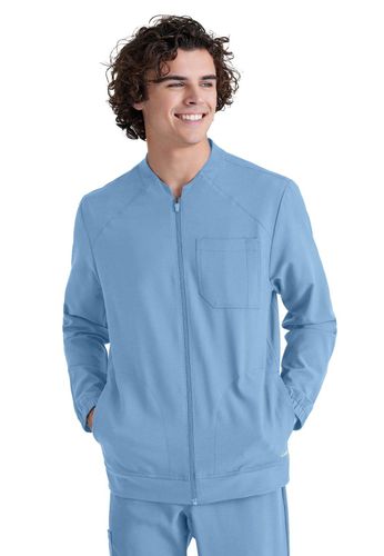 Grey's Anatomy Evolve Men's Three-Pocket Banded Collar Cycle Scrub Jacket image thumbnail