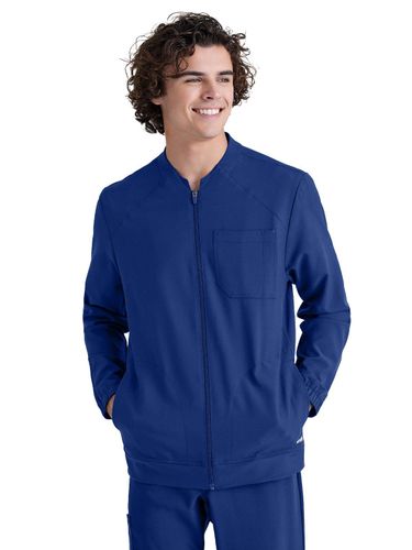 Grey's Anatomy Evolve Men's Three-Pocket Banded Collar Cycle Scrub Jacket image thumbnail