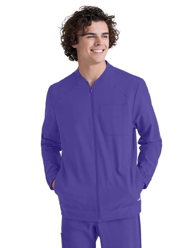 Grey's Anatomy Evolve Men's Three-Pocket Banded Collar Cycle Scrub Jacket image thumbnail