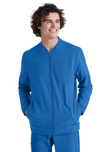 Grey's Anatomy Evolve Men's Three-Pocket Banded Collar Cycle Scrub Jacket image thumbnail