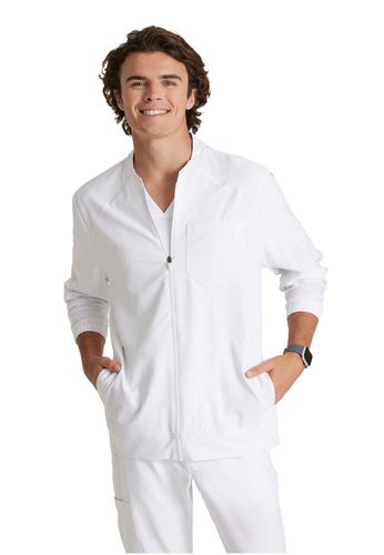 Grey's Anatomy Evolve Men's Three-Pocket Banded Collar Cycle Scrub Jacket image thumbnail