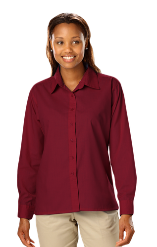 Blue Gen Ladies Long Sleeve Poplin Shirt image thumbnail