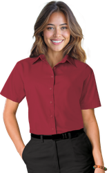 Image of Blue Gen Ladies Short Sleeve Poplin Shirt 