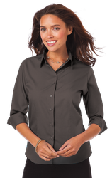 Image of Blue Gen Ladies 3/4 Sleeve Poplin Shirt