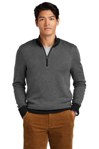Brooks Brothers Washable Merino Birdseye 1/4-Zip Sweater image thumbnail