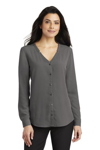 Port Authority Ladies Long Sleeve Button-Front Blouse image thumbnail