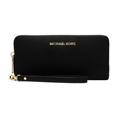 Michael Kors Jet Set Travel Continental Wallet, Black (Gold Hardware) image thumbnail
