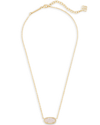 Image of Kendra Scott Elisa Gold Pendant Necklace Iridescent Drusy