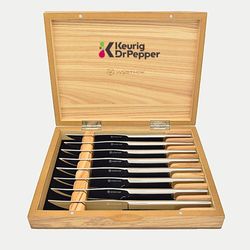 Image of (Min 25) Wusthof 8pc Stainless Steak Knife Set in Olivewood Presentation Box
