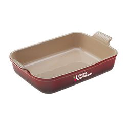Image of (Min 25) Le Creuset 2.5qt Heritage Stoneware Rectangular Dish, Cerise