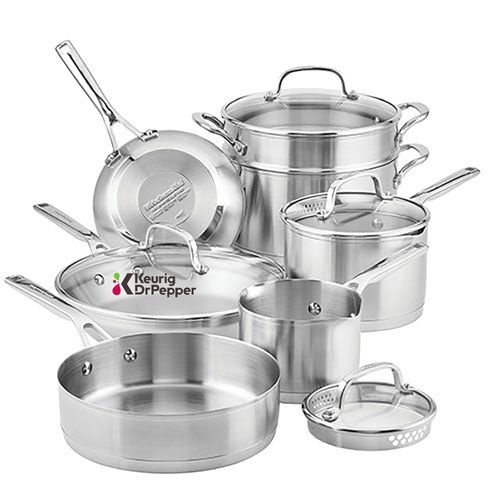 (Min 25) Kitchen Aid 11pc Stainless Steel 3-Ply Cookware Set image thumbnail