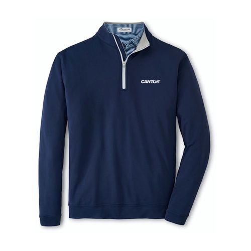 Made To Order - Peter Millar Stretch Loop Terry Quarter-Zip - Men's Navy (Cantor Logo) image thumbnail