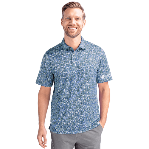 Cutter & Buck Men's Pike Magnolia Print Stretch Polo - ATLAS/NAVY BLUE image thumbnail