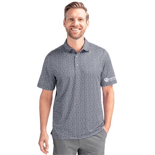 Cutter & Buck Men's Pike Magnolia Print Stretch Polo - BLACK/POLISHED image thumbnail