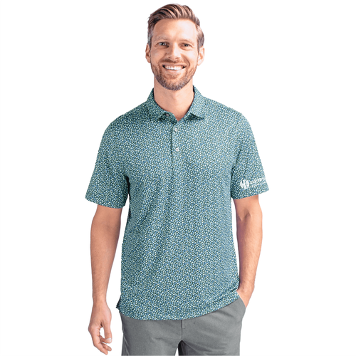 Cutter & Buck Men's Pike Magnolia Print Stretch Polo - FRESH MINT/NAVY BLUE image thumbnail