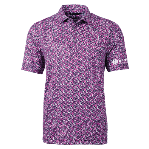 Cutter & Buck Men's Pike Magnolia Print Stretch Polo - GELATO/NAVY BLUE image thumbnail