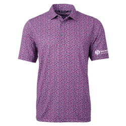 Image of Cutter & Buck Men's Pike Magnolia Print Stretch Polo - GELATO/NAVY BLUE