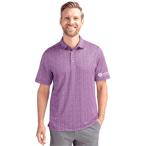 Cutter & Buck Men's Pike Magnolia Print Stretch Polo - GELATO/NAVY BLUE image thumbnail