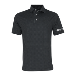 Image of Footjoy Men's Lisle Dot Geo Print Polo - BLACK/GREY/WHITE