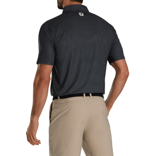 Footjoy Men's Lisle Dot Geo Print Polo - BLACK/GREY/WHITE image thumbnail