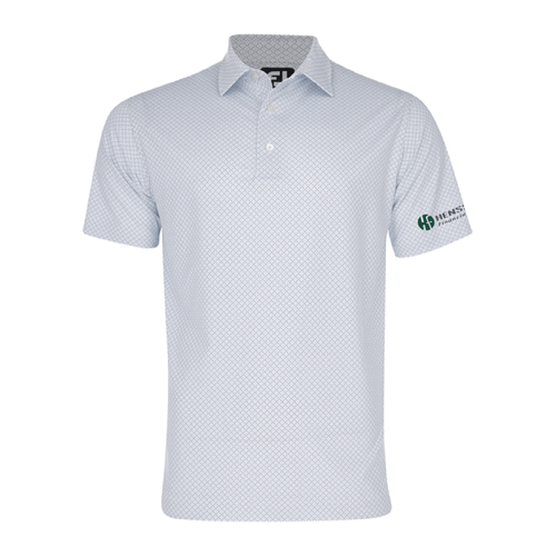 Footjoy Men's Lisle Dot Geo Print Polo - WHITE/LIGHT BLUE/NAVY image thumbnail