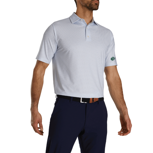 Footjoy Men's Lisle Dot Geo Print Polo - WHITE/LIGHT BLUE/NAVY image thumbnail