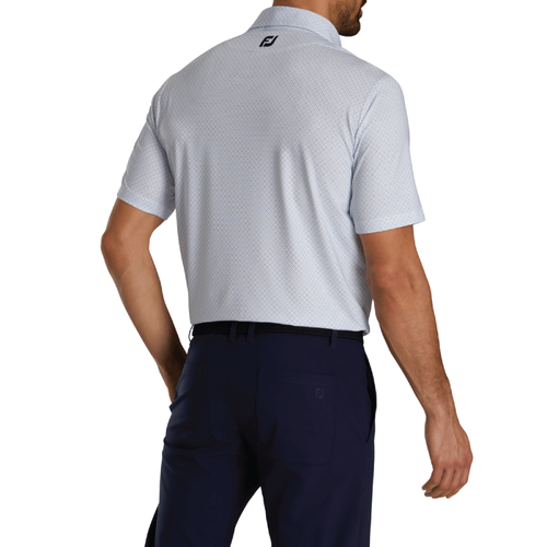 Footjoy Men's Lisle Dot Geo Print Polo - WHITE/LIGHT BLUE/NAVY image thumbnail