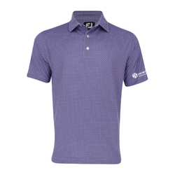 Image of Footjoy Men's Lisle Dot Geo Print Polo - VIOLET/BLACK/WHITE