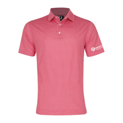 Image of Footjoy Men's Lisle Dot Geo Print Polo - PINK/WHITE/CHARCOAL