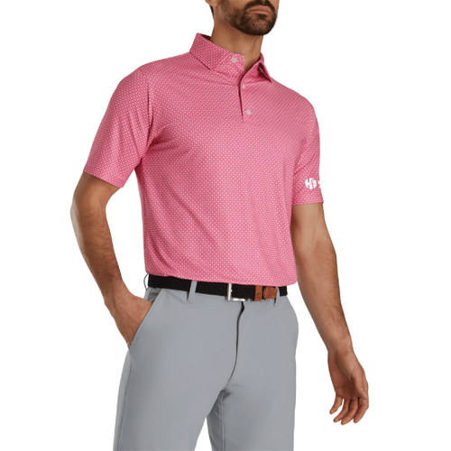 Footjoy Men's Lisle Dot Geo Print Polo - PINK/WHITE/CHARCOAL image thumbnail