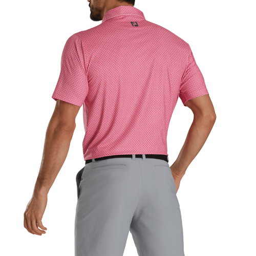 Footjoy Men's Lisle Dot Geo Print Polo - PINK/WHITE/CHARCOAL image thumbnail