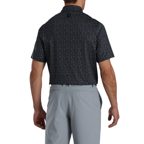 Footjoy Men's Painted Floral Lisle Polo - BLACK image thumbnail
