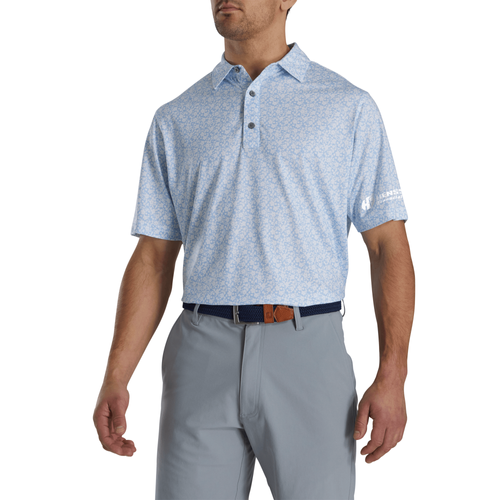 Footjoy Men's Painted Floral Lisle Polo - SKY image thumbnail