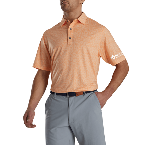 Footjoy Men's Painted Floral Lisle Polo - PEACH image thumbnail