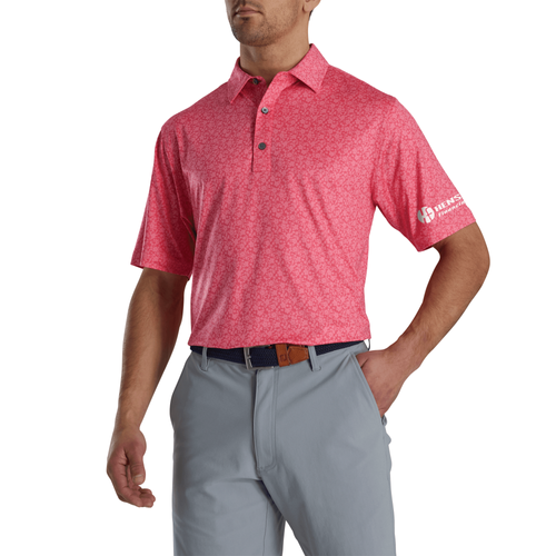 Footjoy Men's Painted Floral Lisle Polo - WATERMELON image thumbnail