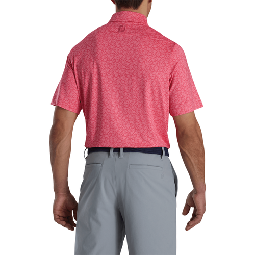 Footjoy Men's Painted Floral Lisle Polo - WATERMELON image thumbnail